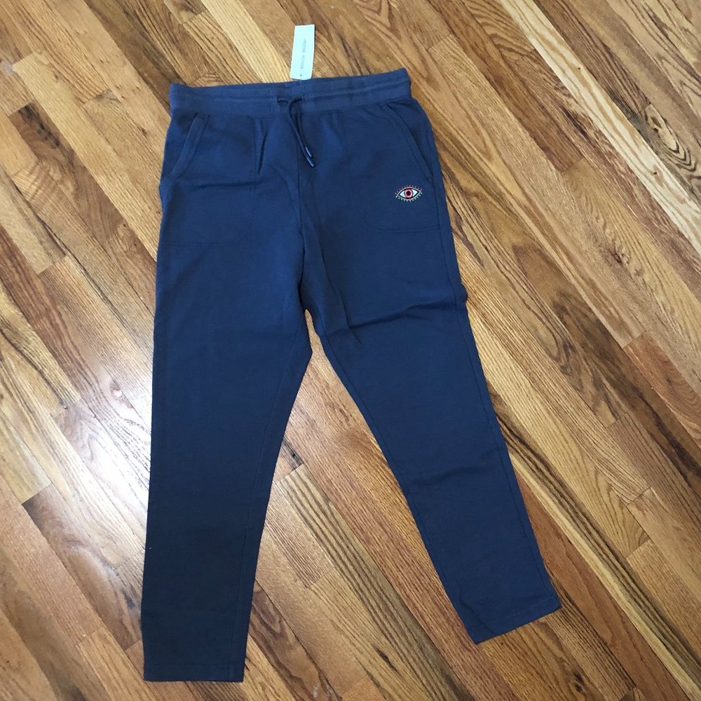 Nicole Miller Women's Skinny Jogger with Evil Eye Embroidery - Size L